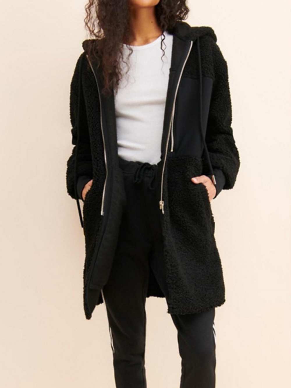Varley Olympus Women's Navy Sherpa Hooded Coat Size S